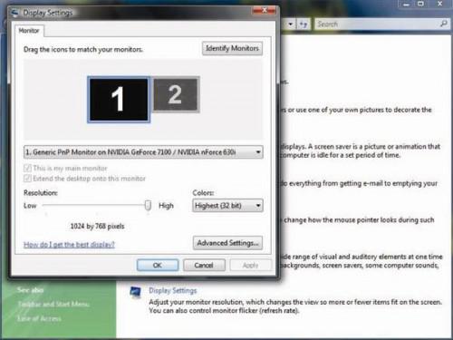 Come modificare le dimensioni dello schermo in Windows Vista