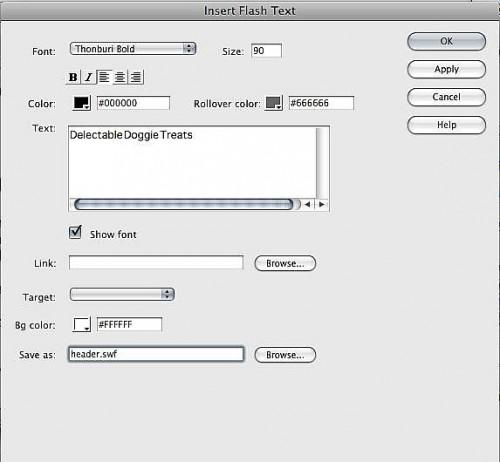 Come aggiungere testo Flash a una pagina Web con Dreamweaver CS3