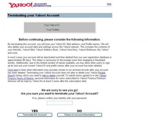 Come eliminare il tuo account di posta elettronica Yahoo!, IM o profilo