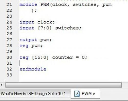 Come creare una modulazione di larghezza di impulso (Pwm) in un modulo di Verilog per eseguire un motore / Servo
