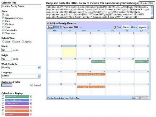 Come incorporare un calendario dinamico nella pagina Web utilizzando Google calendari