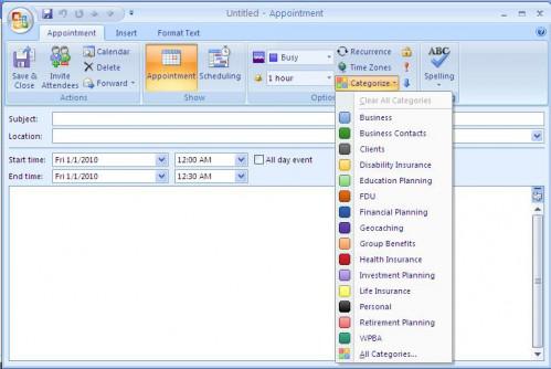Come modificare i nomi di categoria del calendario in Outlook 2007