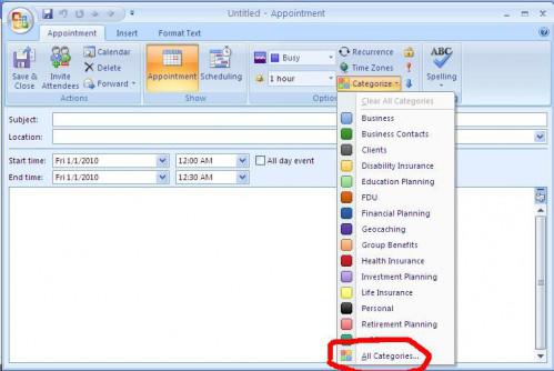 Come modificare i nomi di categoria del calendario in Outlook 2007